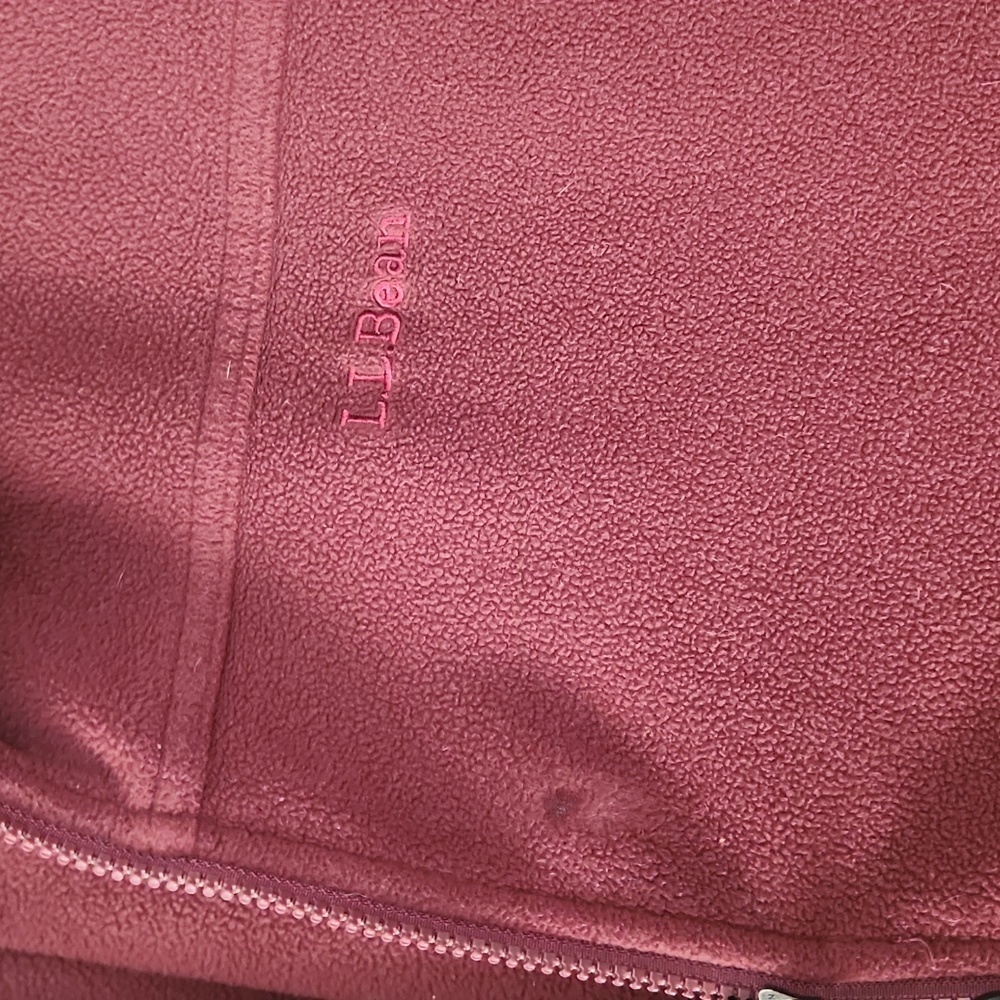 L.L. Bean Zip Up Burgundy Fleece XLT - Picture 3 of 8